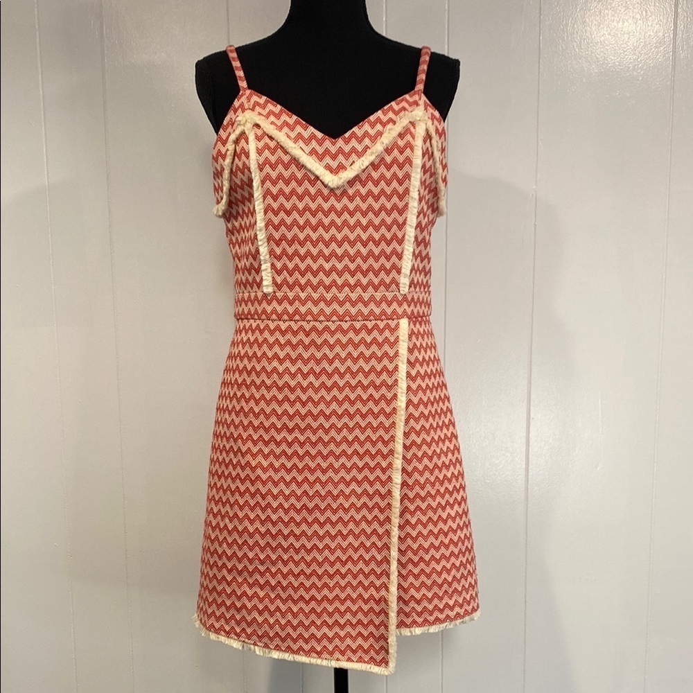 Anthropologie Moon River Mini Dress Preppy Summer Tomato Girl Red Cream Medium